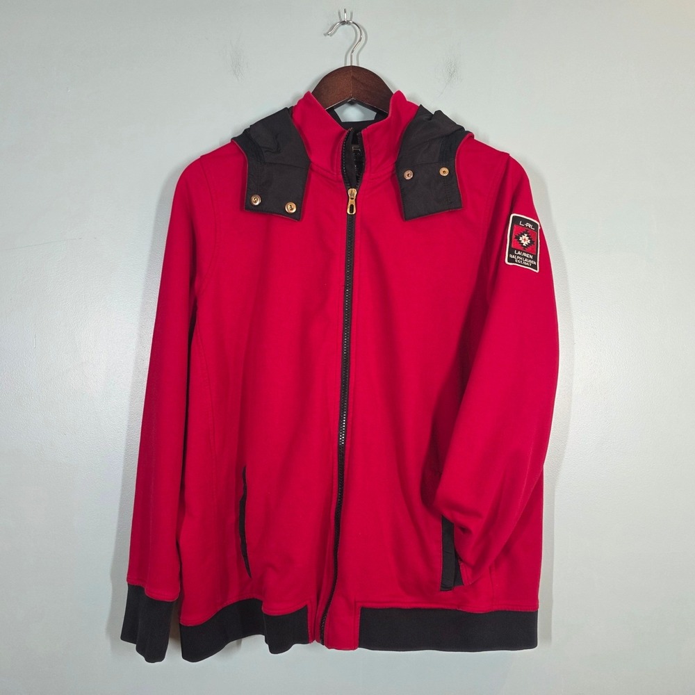 Lauren Ralph Lauren Active Women 1X Red‎ Full Zip Hooded Jacket Southwest Patch